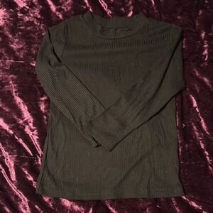 Black Ribbed Long Sleeve Top